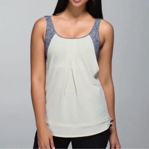 lululemon athletica Practice Freely White Tank with Navy Trim